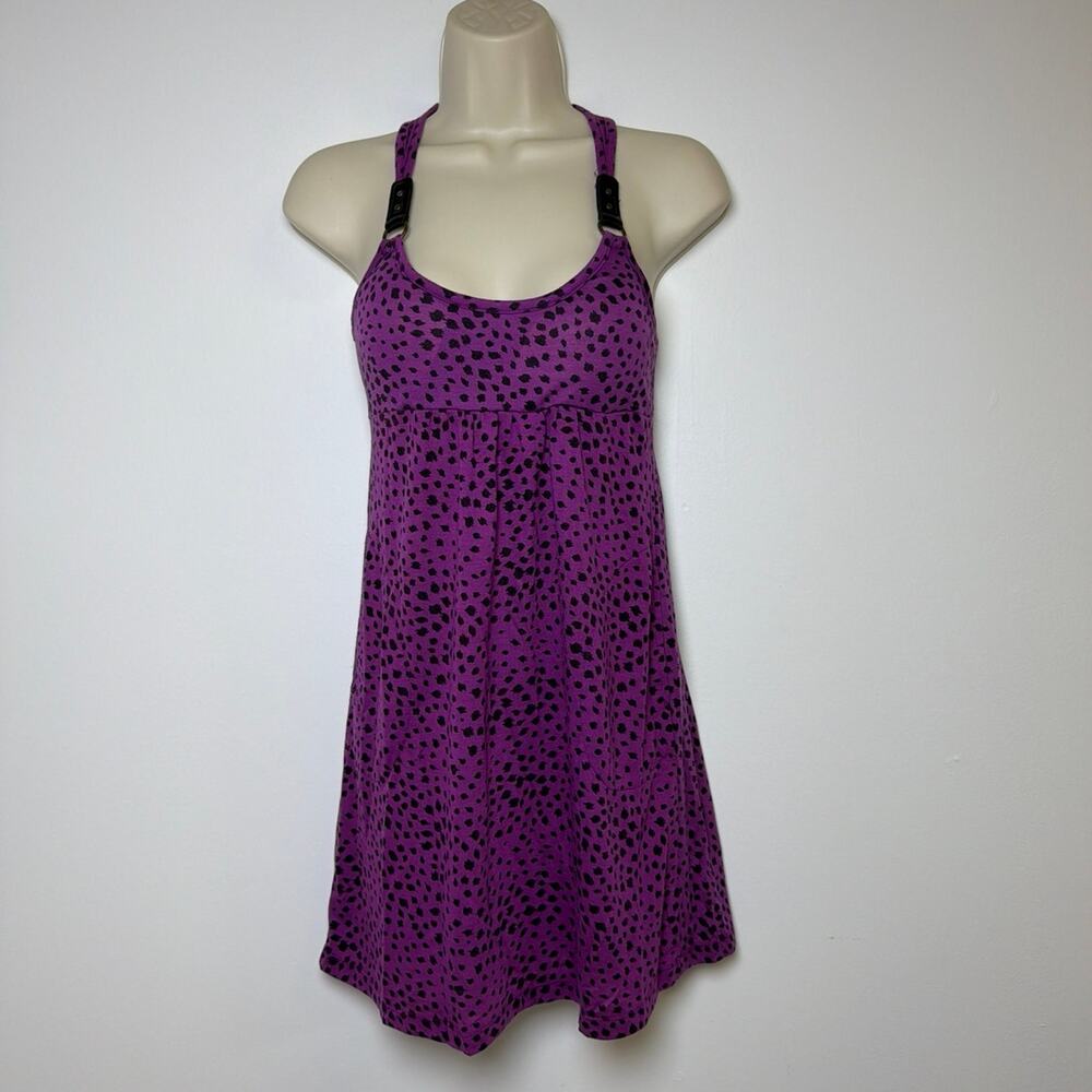 One Step Up Purple Cheetah Polka Dot Y2K Leather Accent Slip Dress Size Medium